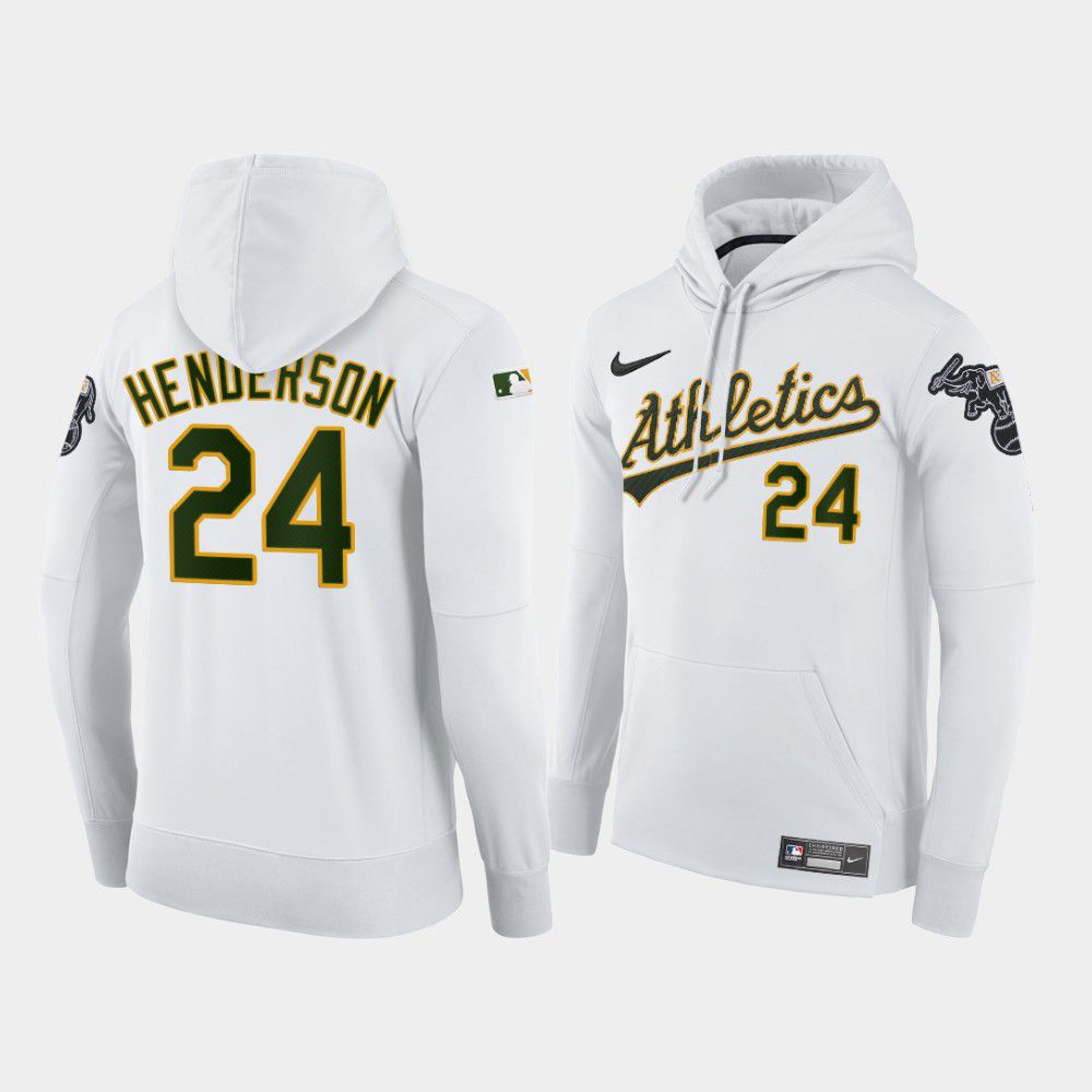 Men Oakland Athletics #24 Henderson white home hoodie 2021 MLB Nike Jerseys->oakland athletics->MLB Jersey